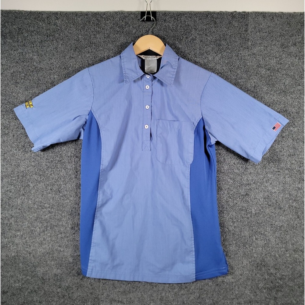 Waffle House Uniform Shirt Small Womens Blue Short Sleeve Pocket Button Blouse